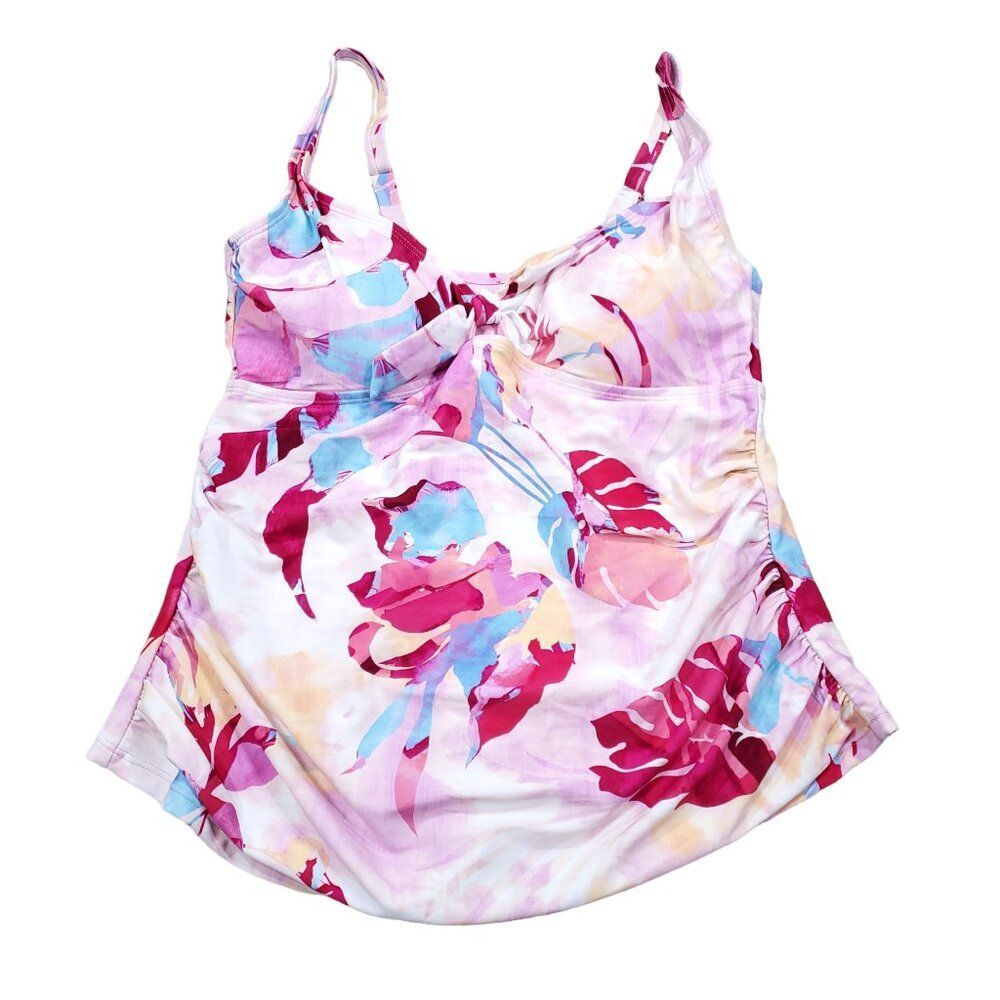 Lysa Charlotte Tankini Swim Top Women's Plus Size 0X 14W 16W Pink Wireless Lined